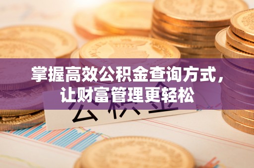 凤庆掌握高效公积金查询方式，让财富管理更轻松